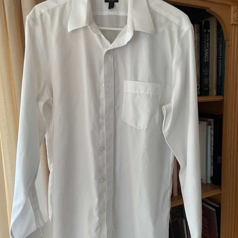 J. Crew Crisp White Dress Shirt - slim fit medium, non iron